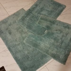 3 Piece Turquoise  Bathroom Rugs